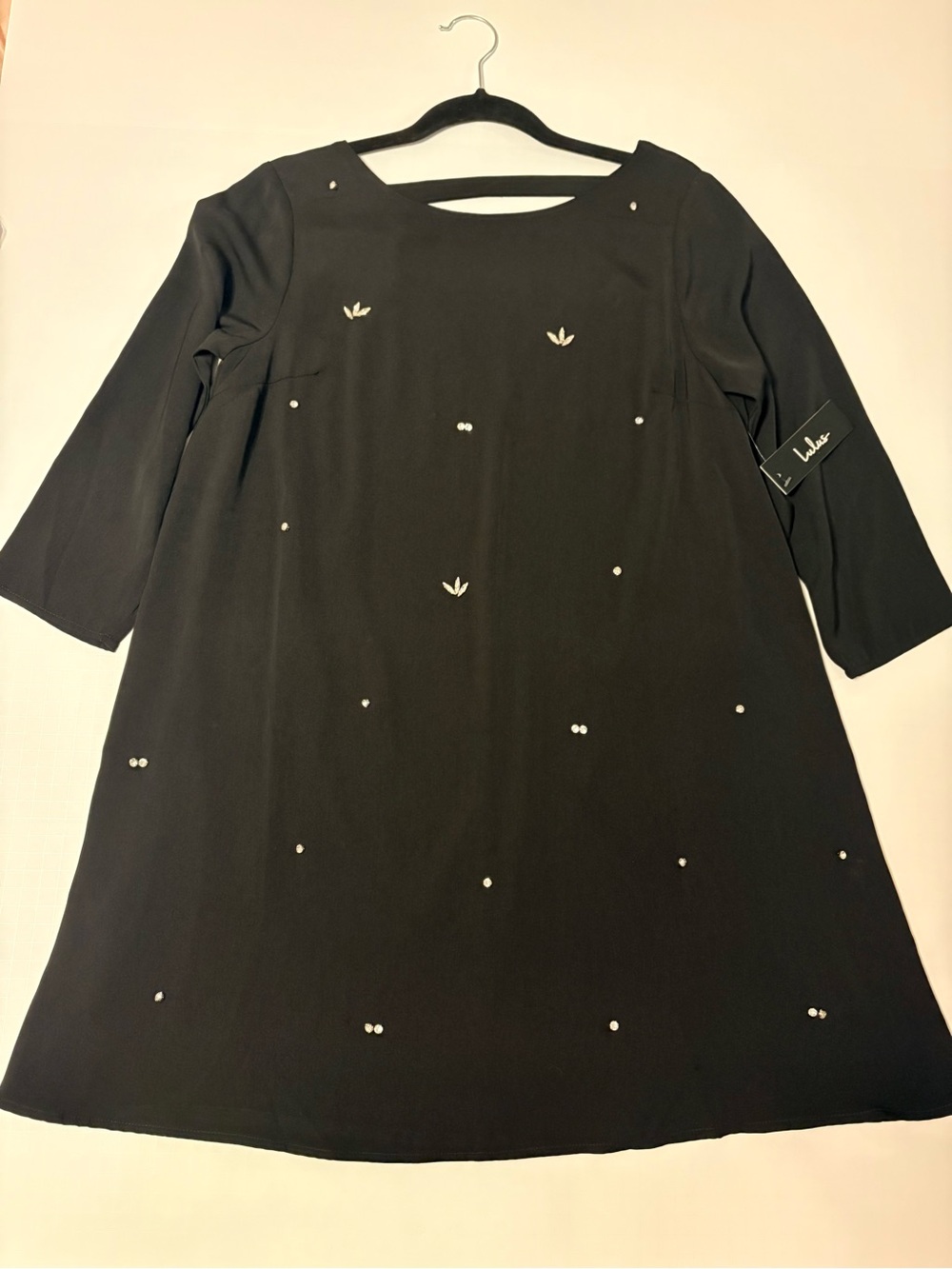 Kacey Montoya’s Closet | Lulu's Black A-Line Dress with Crystal Bead Accents